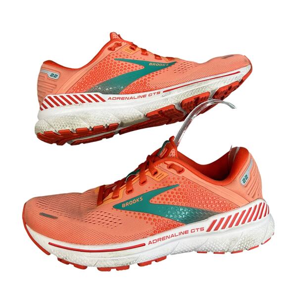 Brooks Womens Adrenaline GTS 22 1203531B680 Coral Bay Running Shoes Sneaker Sz 9 - Picture 2 of 13